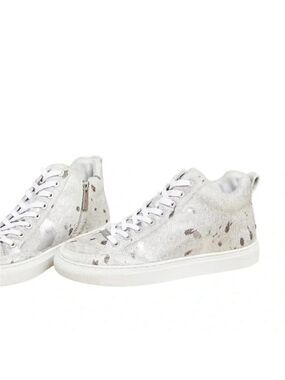 J/Slides Ludlow Metallic Calf Hair High Top Sneakers Women’s 8.5 Platform Luxe